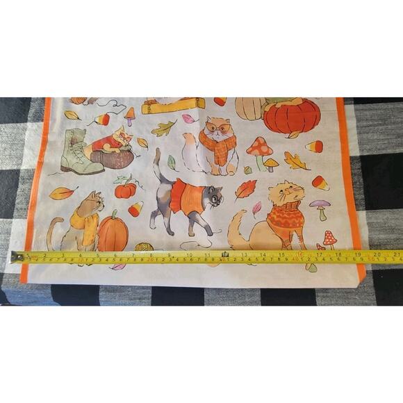 Halloween Fall Cats Sweaters Candy Corn Pumpkins Vinyl Reusable Bag TJMaxxNWT - Picture 3 of 4
